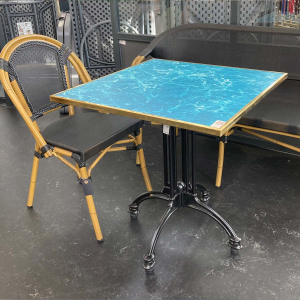 WERZALIT - Macaron Blue tabletop with brass edge square