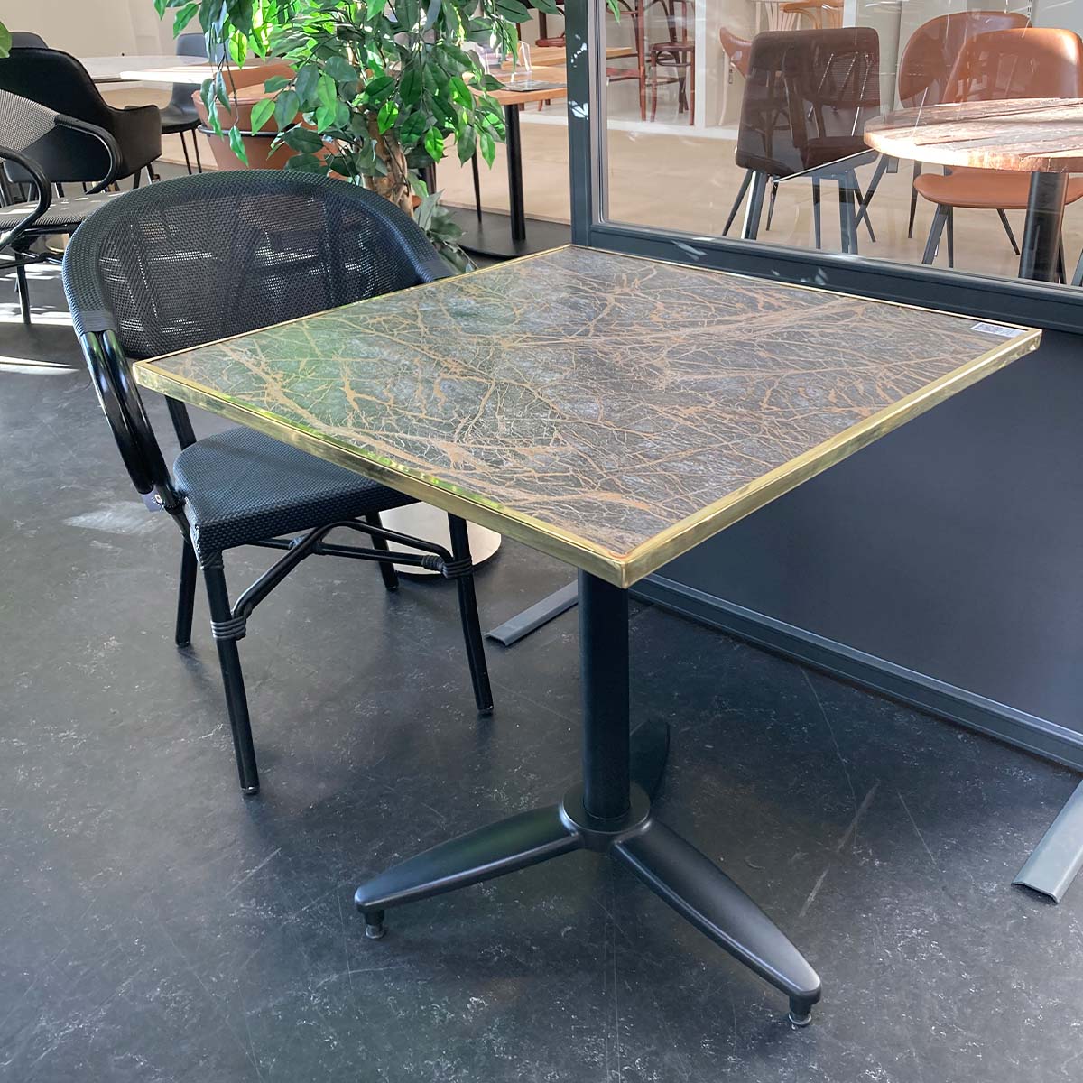 WERZALIT - Sienna tabletop with brass edge square