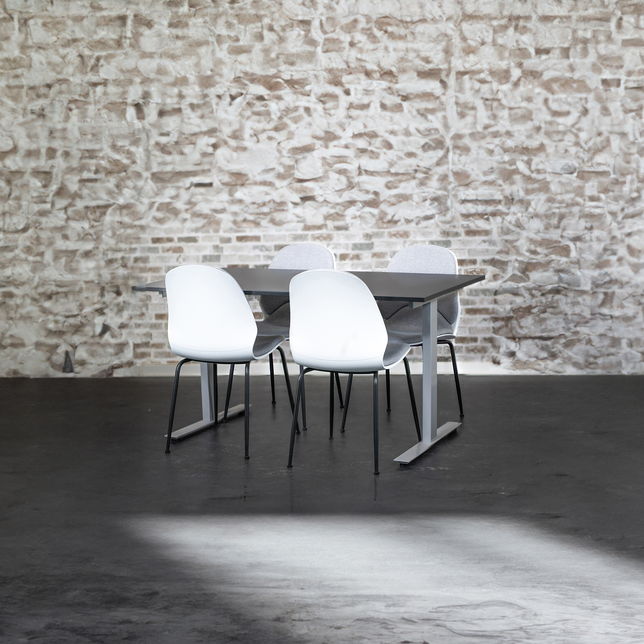 Canteen set 2 - Canteen table and 4 chairs with arms