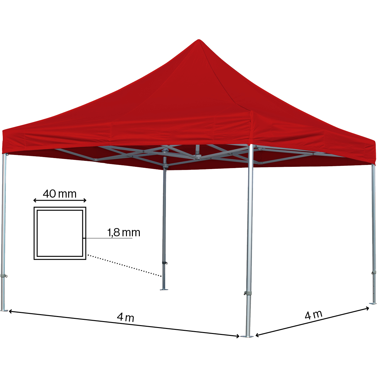 Standup tent Complete 4x4m Premium Plus