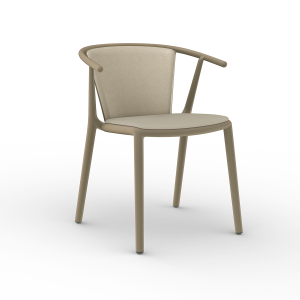 Steel plastic chair with armrests and upholstery