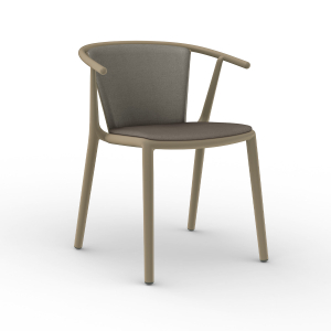Steel plastic chair with armrests and upholstery