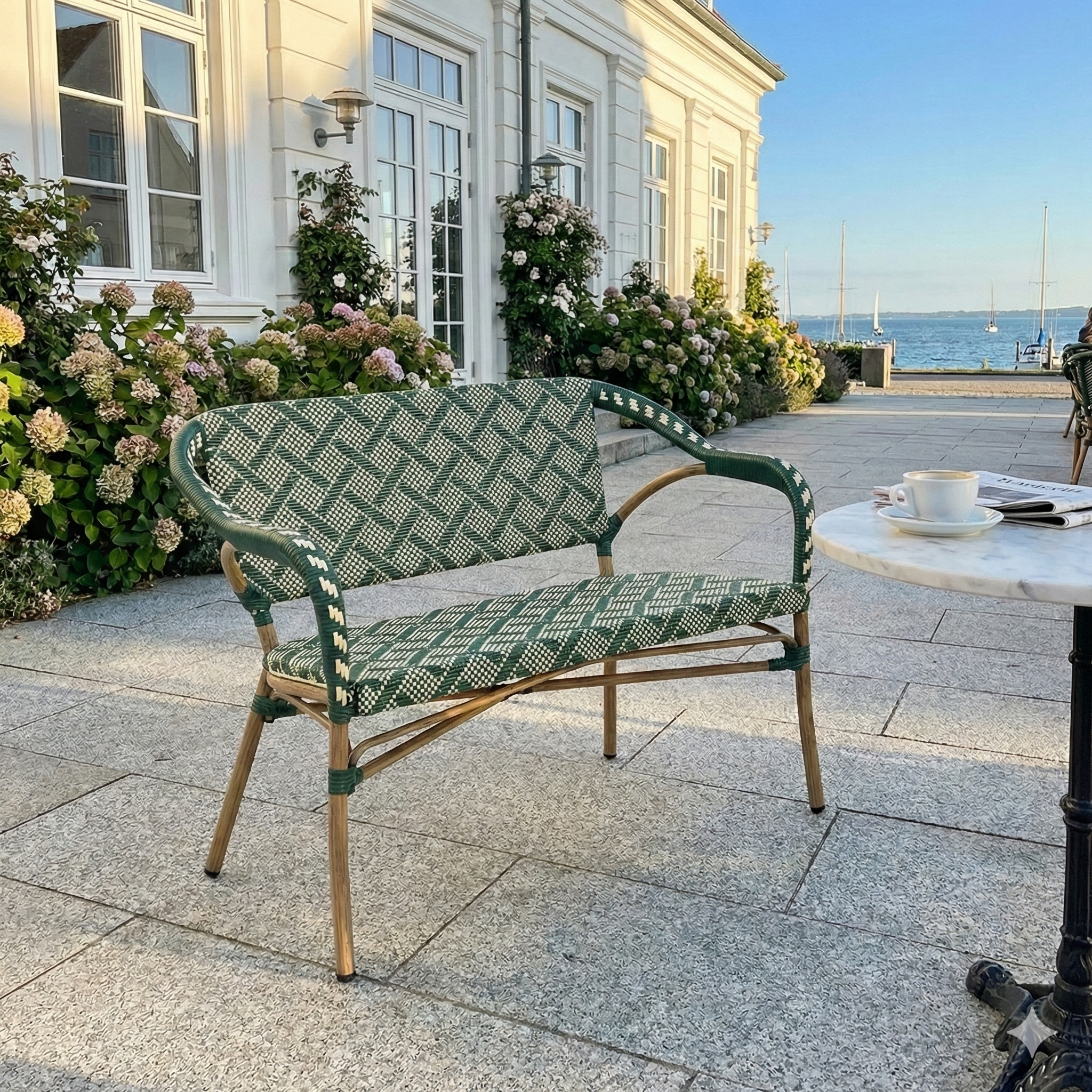 Marseille Cafe bench with armrests