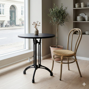 Black round tabletop