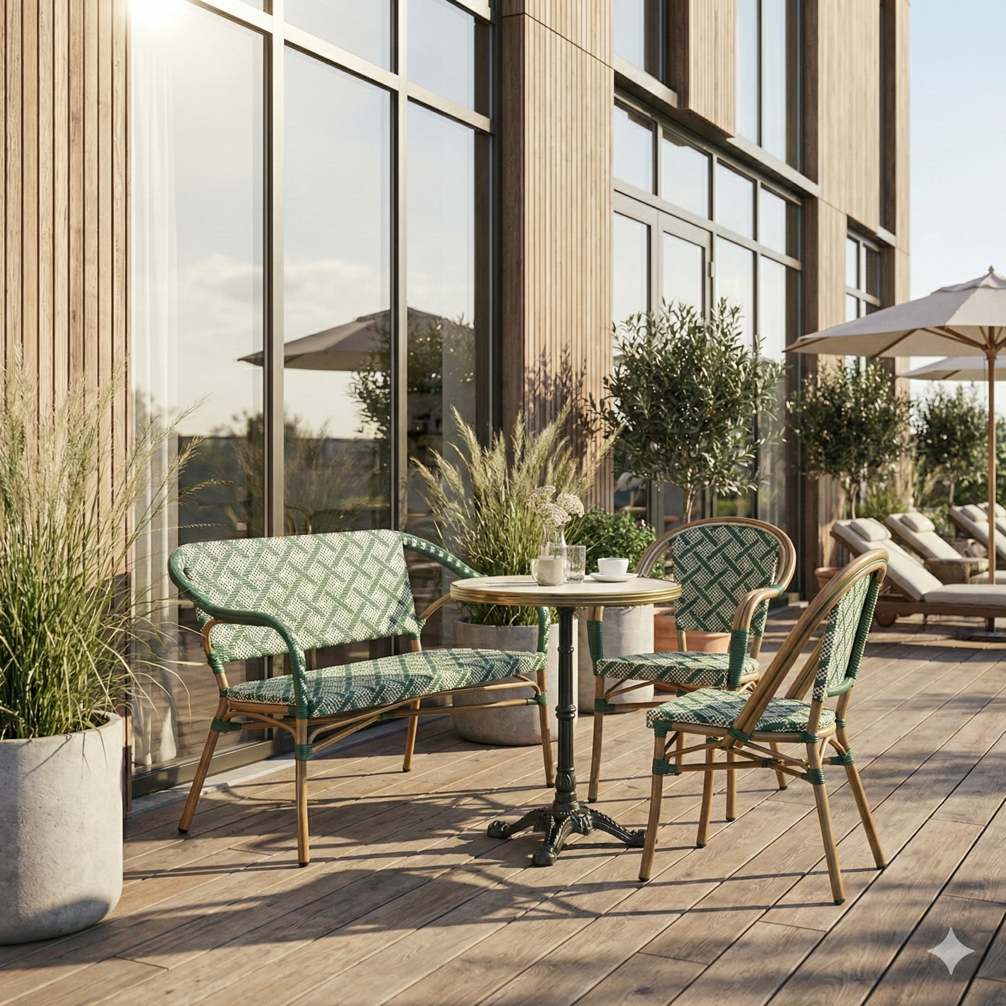 Marseille Cafe bench with armrests