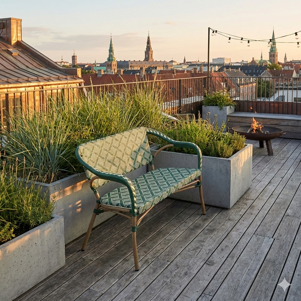 Marseille Cafe bench with armrests