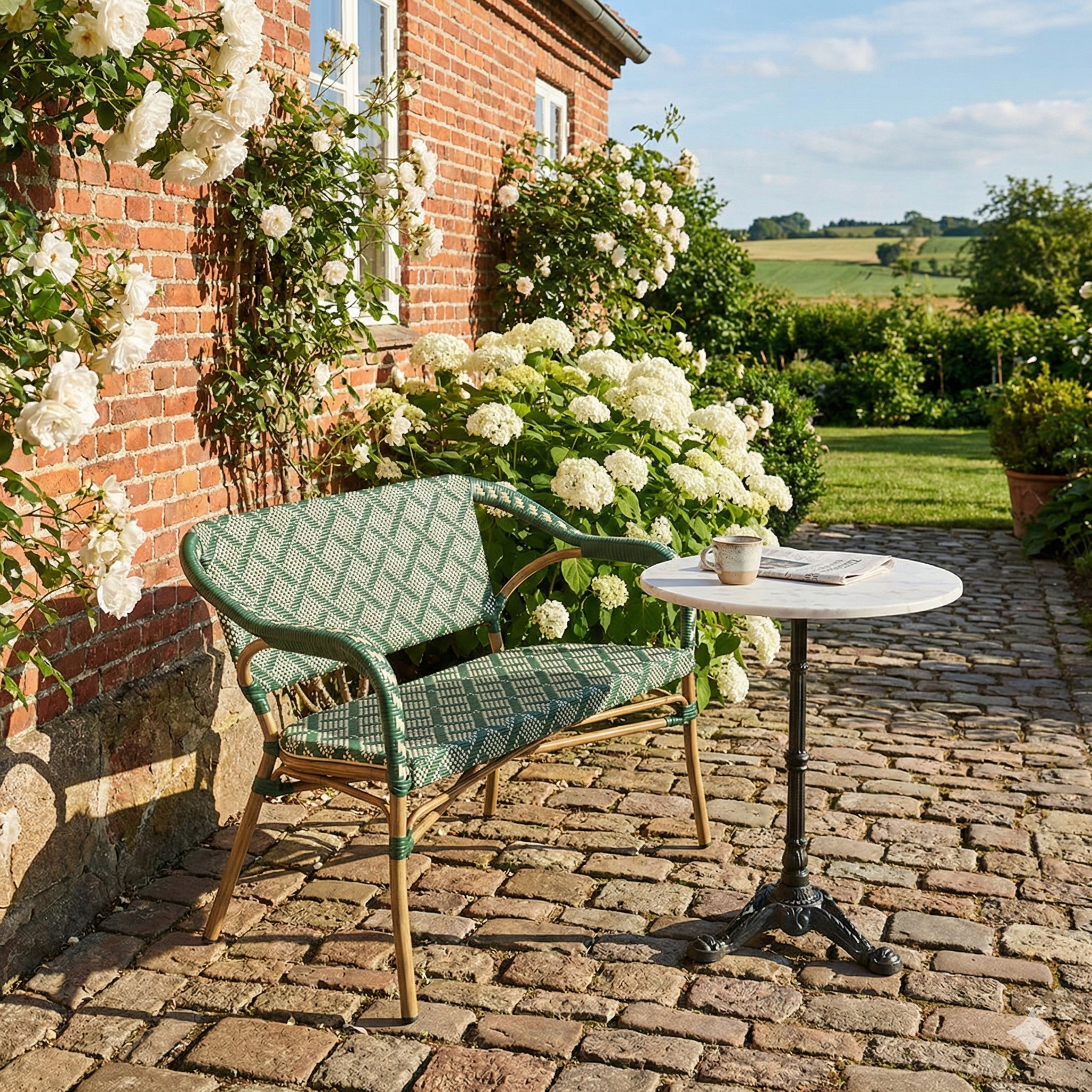 Marseille Cafe bench with armrests