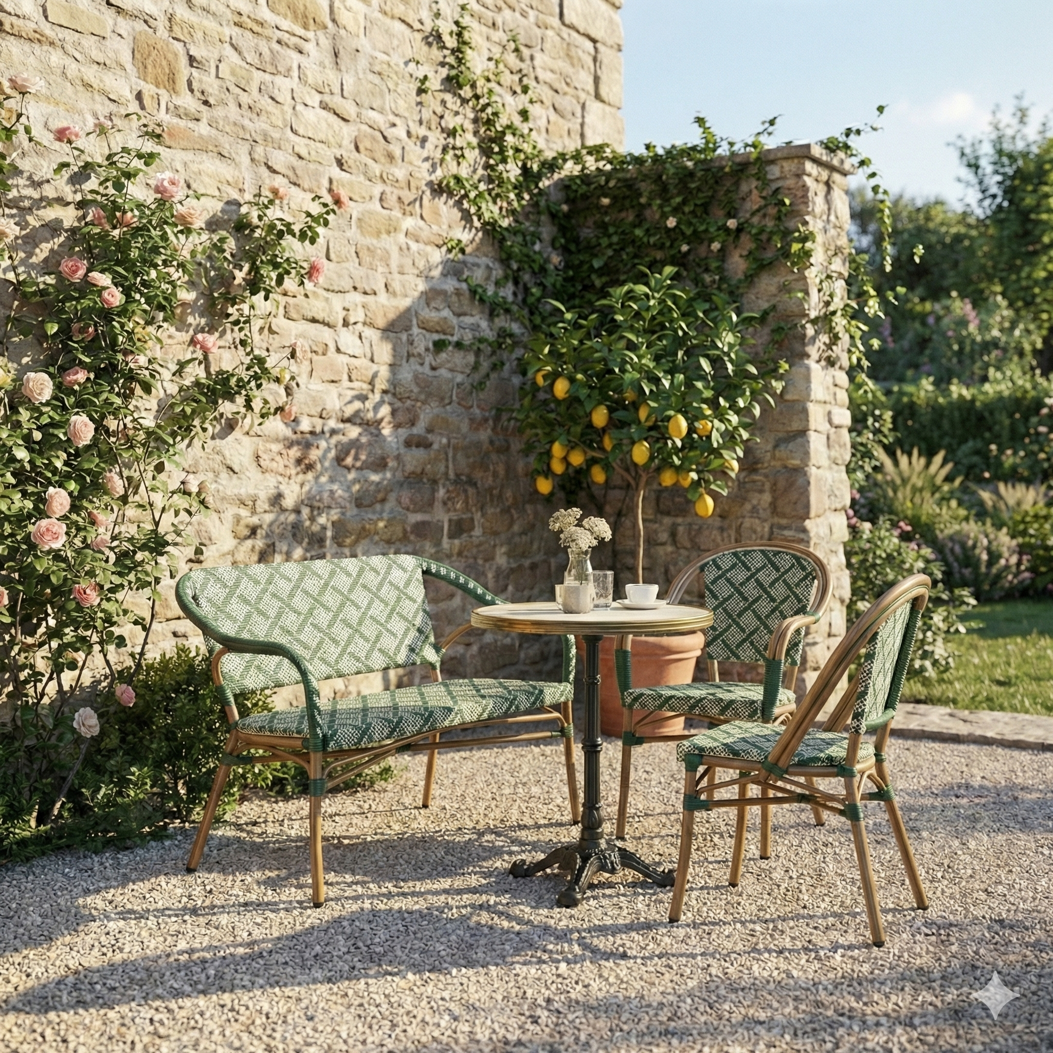 Marseille Cafe bench with armrests