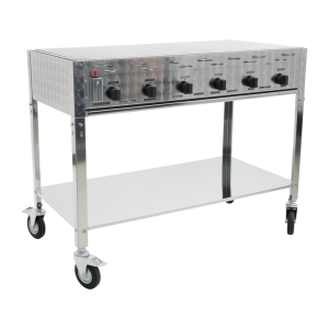 Gas grill 6 burners w/grate 30-37mb - Complete frame with wheels