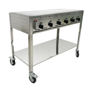 Gas grill 6 burners w/grate 30-37mb - Complete frame with wheels