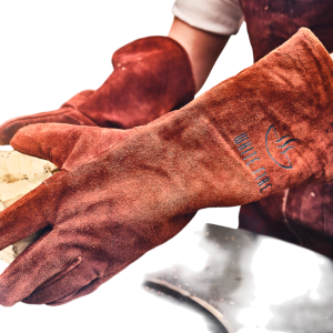 Leather grill gloves, White Fire