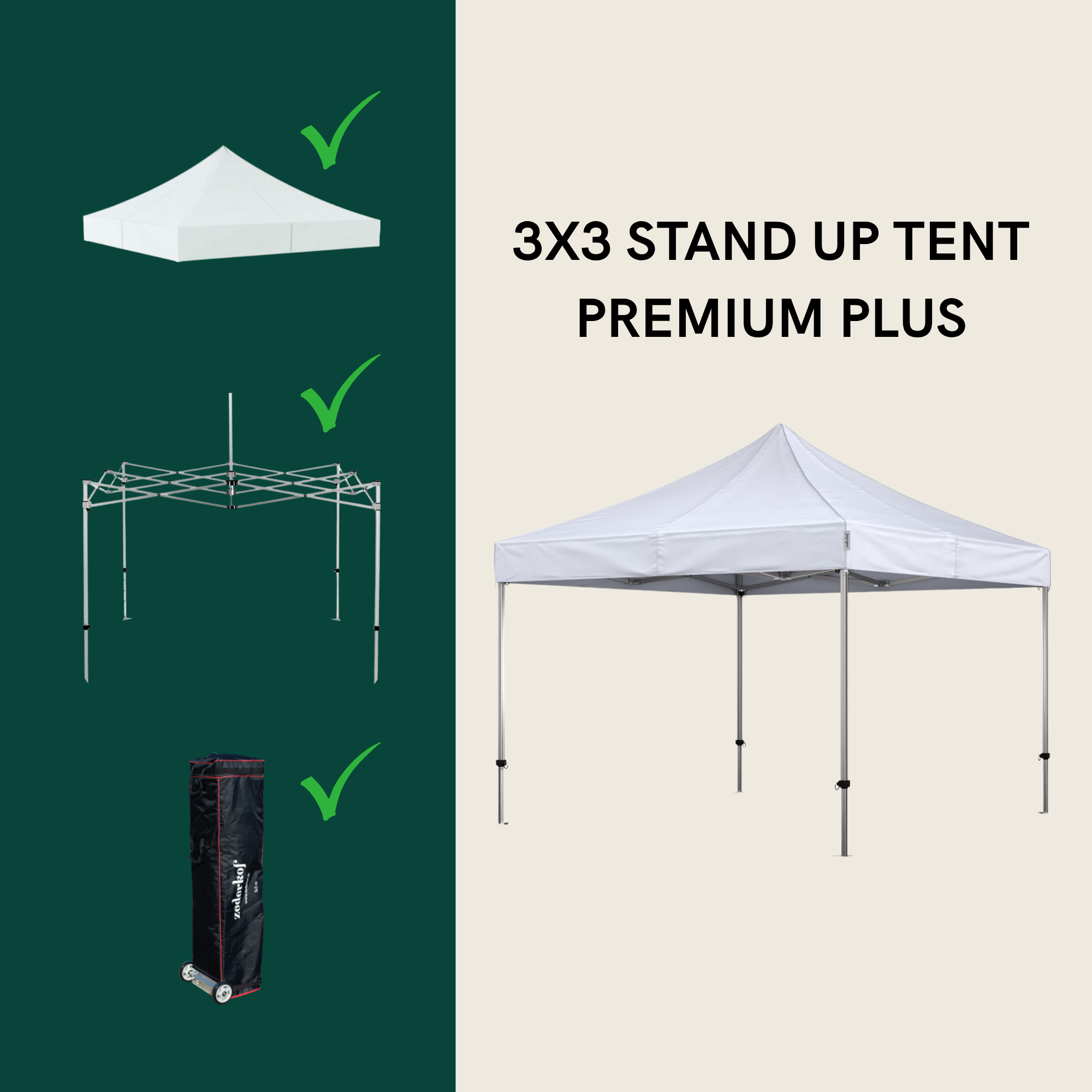 Stand Up Standup Tent Complete 3x3m Premium Plus