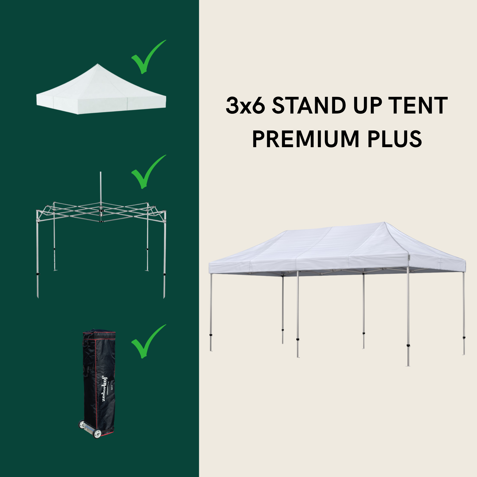 Stand Up Standup Tent Complete 3x6m Premium Plus