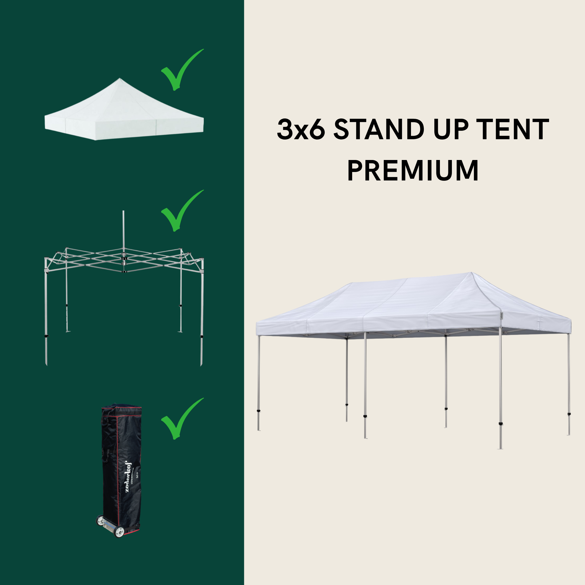 Stand Up Standup Tent Complete 3x6m Premium