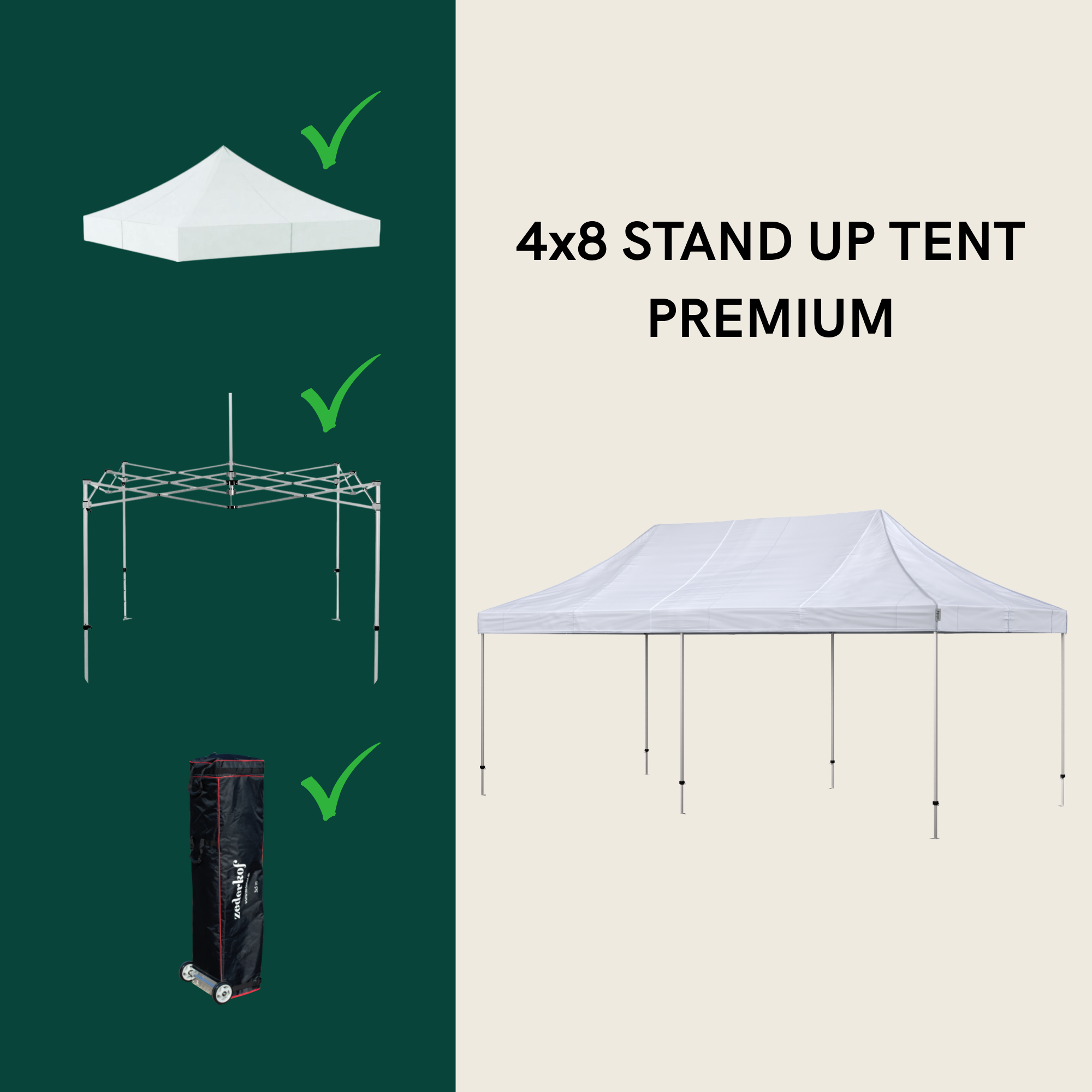 Stand Up Standup Tent Complete 4x8m Premium