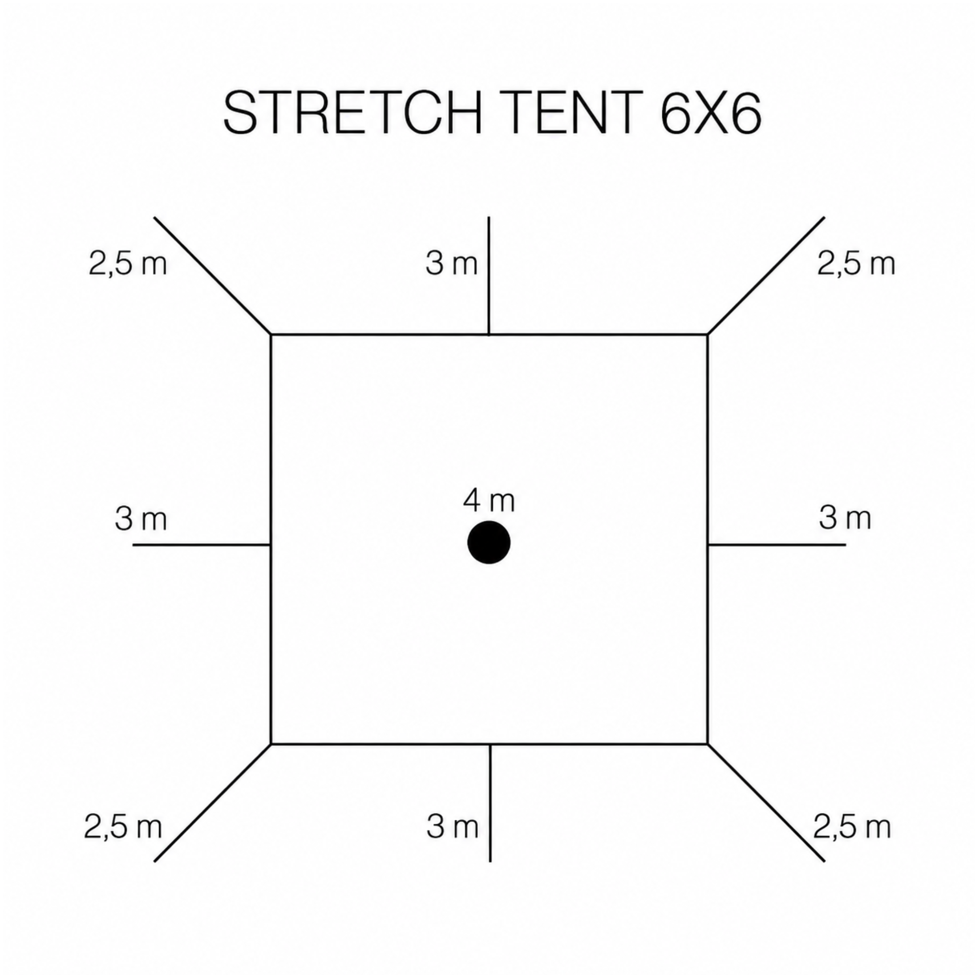 Stretch tent 6x6m - SAND - Complete