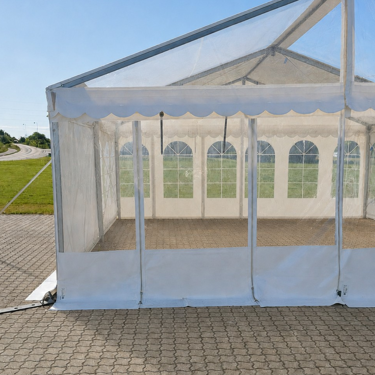 Side 2.2m white - zipper/door - panorama, white PVC