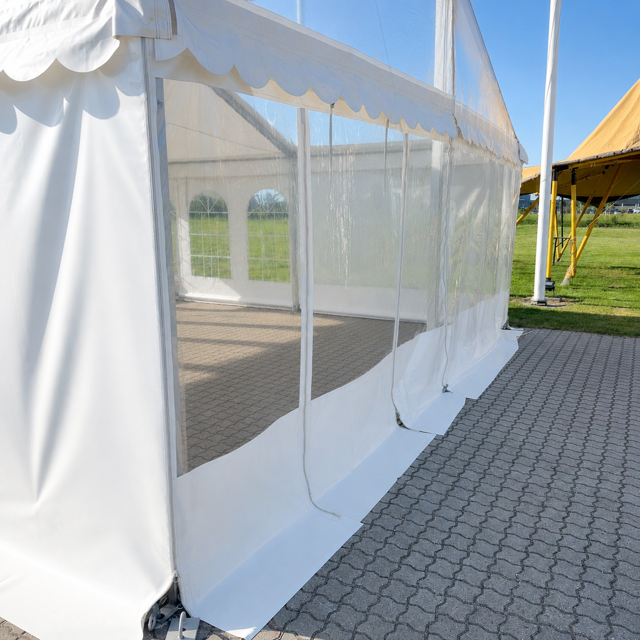 Side 2.2m white - zipper/door - panorama, white PVC