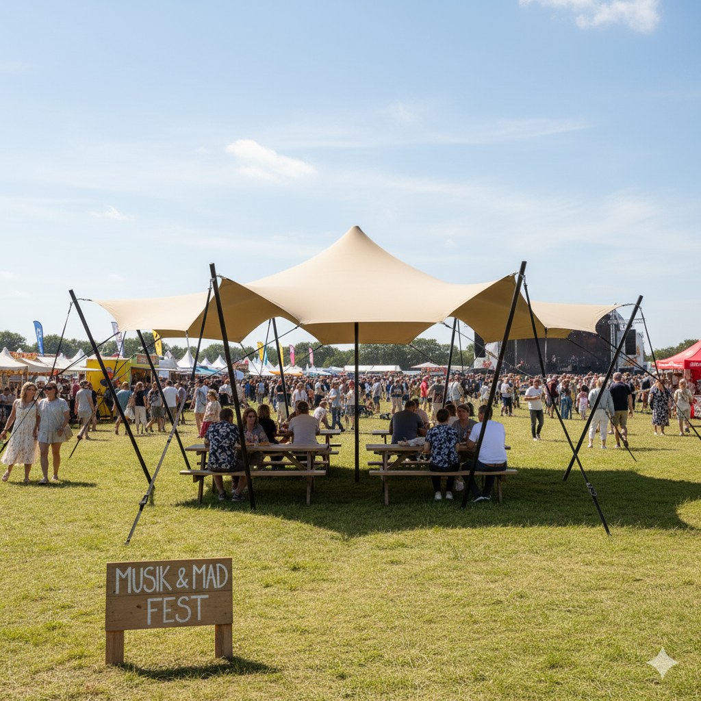 Stretch tent 6x6m - SAND - Complete