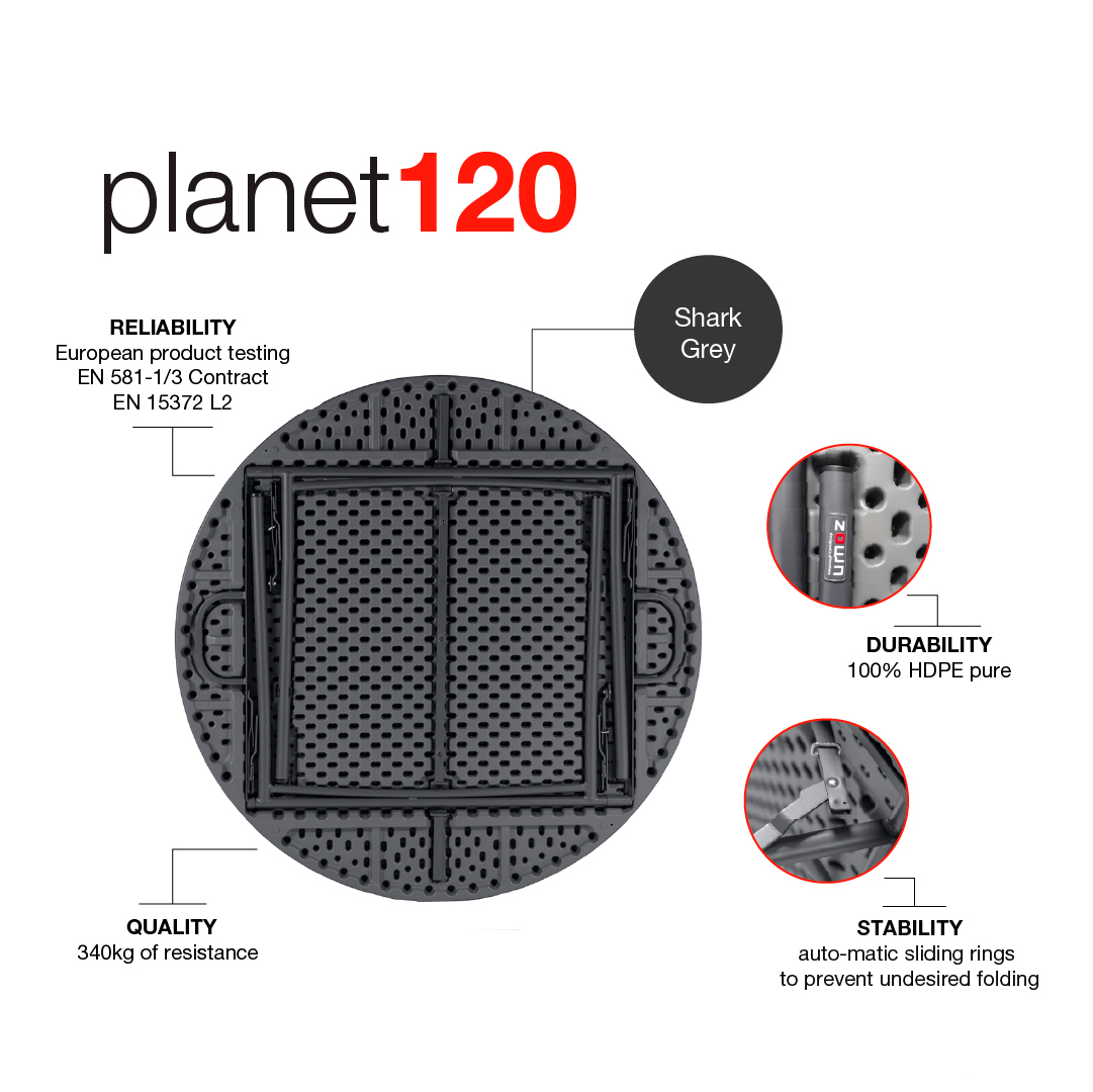 Zown New Classic – round foldable table Planet Ø120 cm
