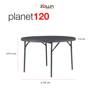 Zown New Classic – round foldable table Planet Ø120 cm