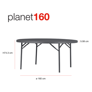 Zown New Classic – round foldable table Planet Ø160 cm