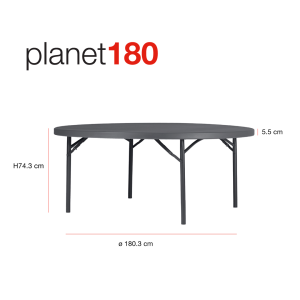 Zown New Classic – round foldable table Planet Ø180 cm