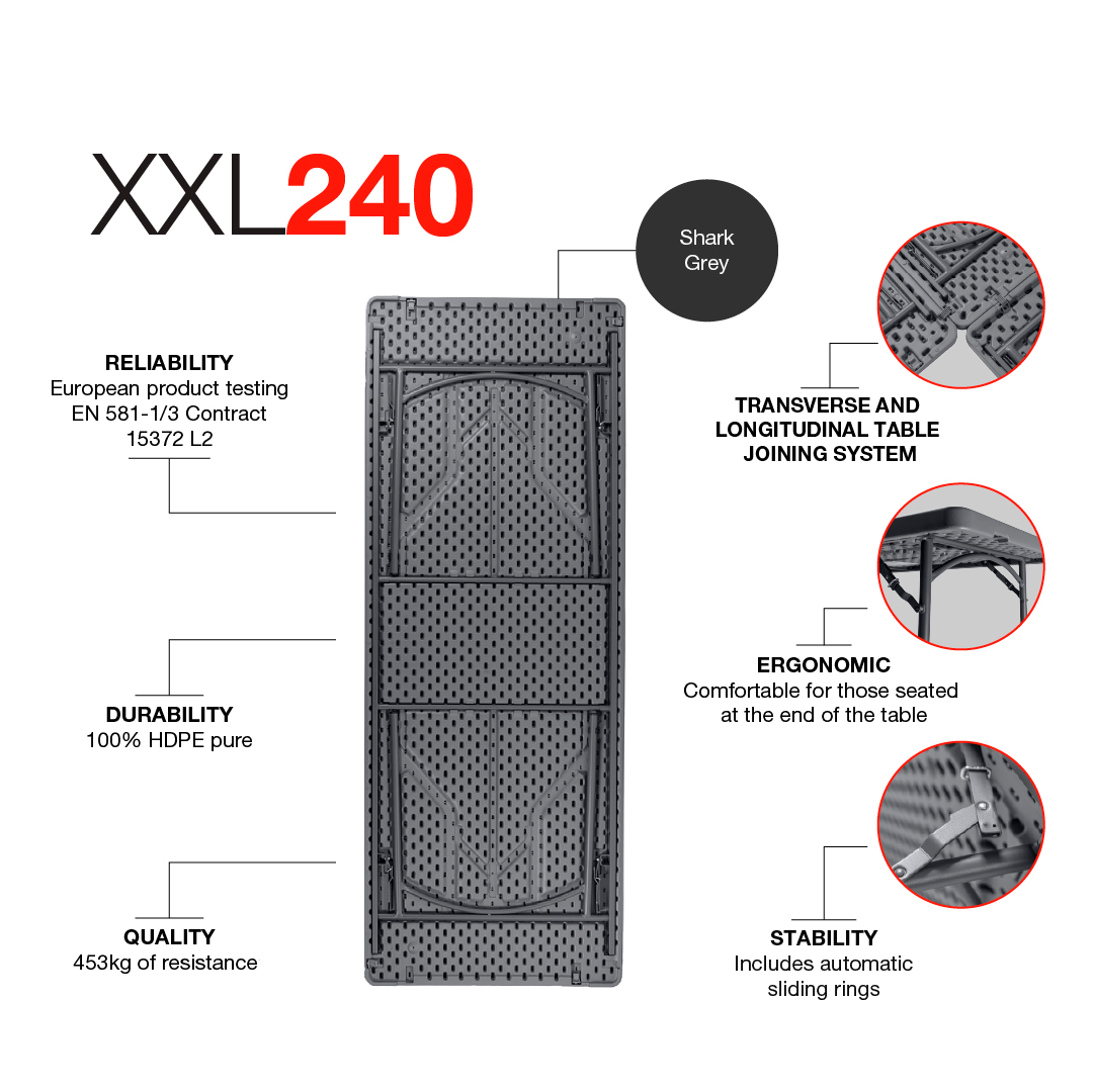 Zown New Classic - foldable table XXL 240x90 cm