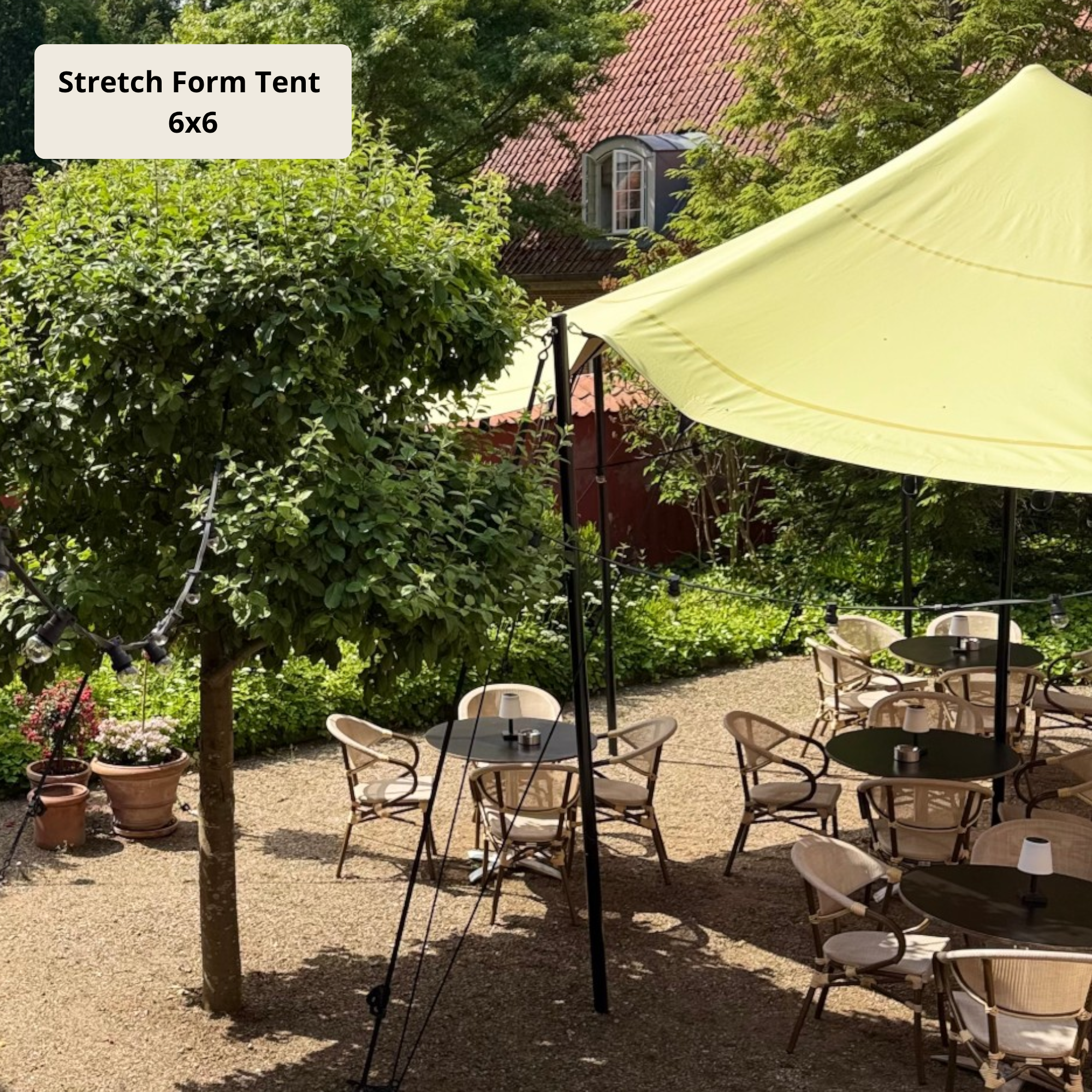 Stretch tent 9x12m - SAND - Complete
