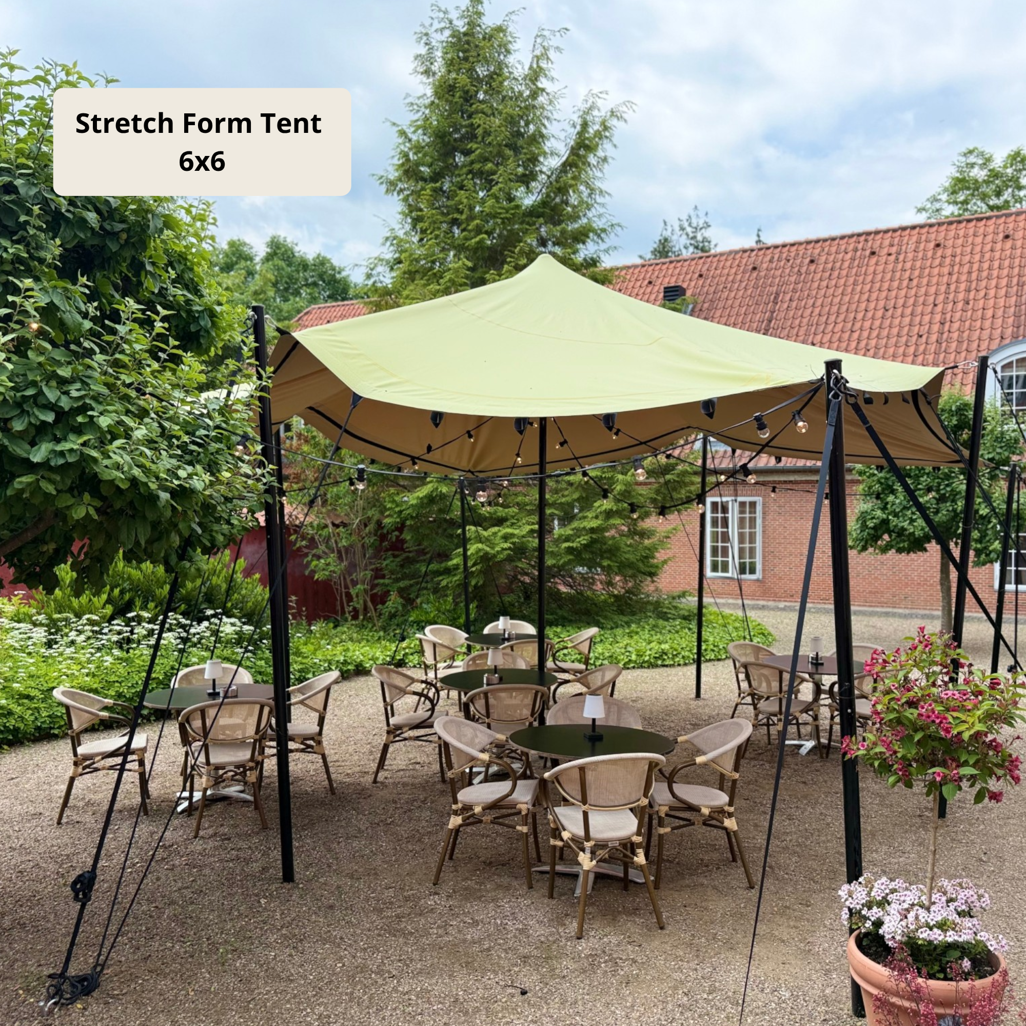 Stretch tent 9x12m - SAND - Complete
