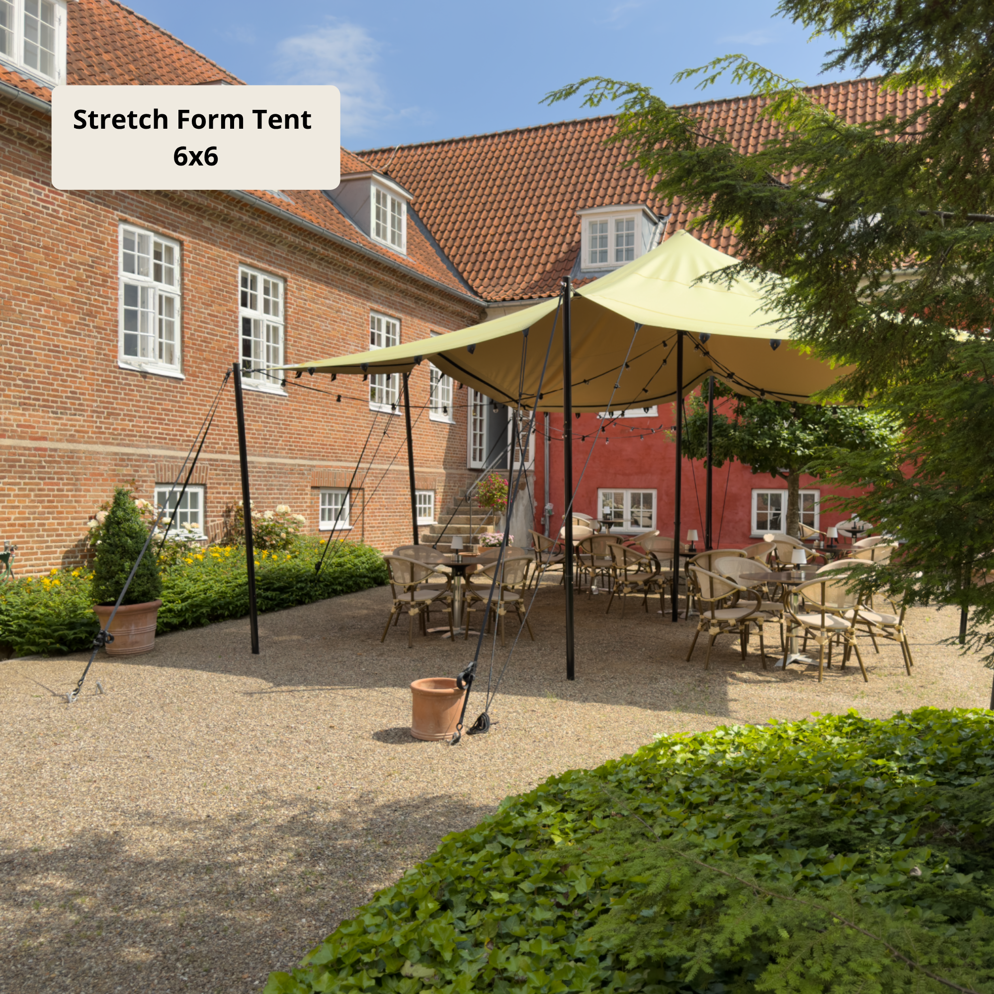 Stretch tent 9x9m - SAND - complete