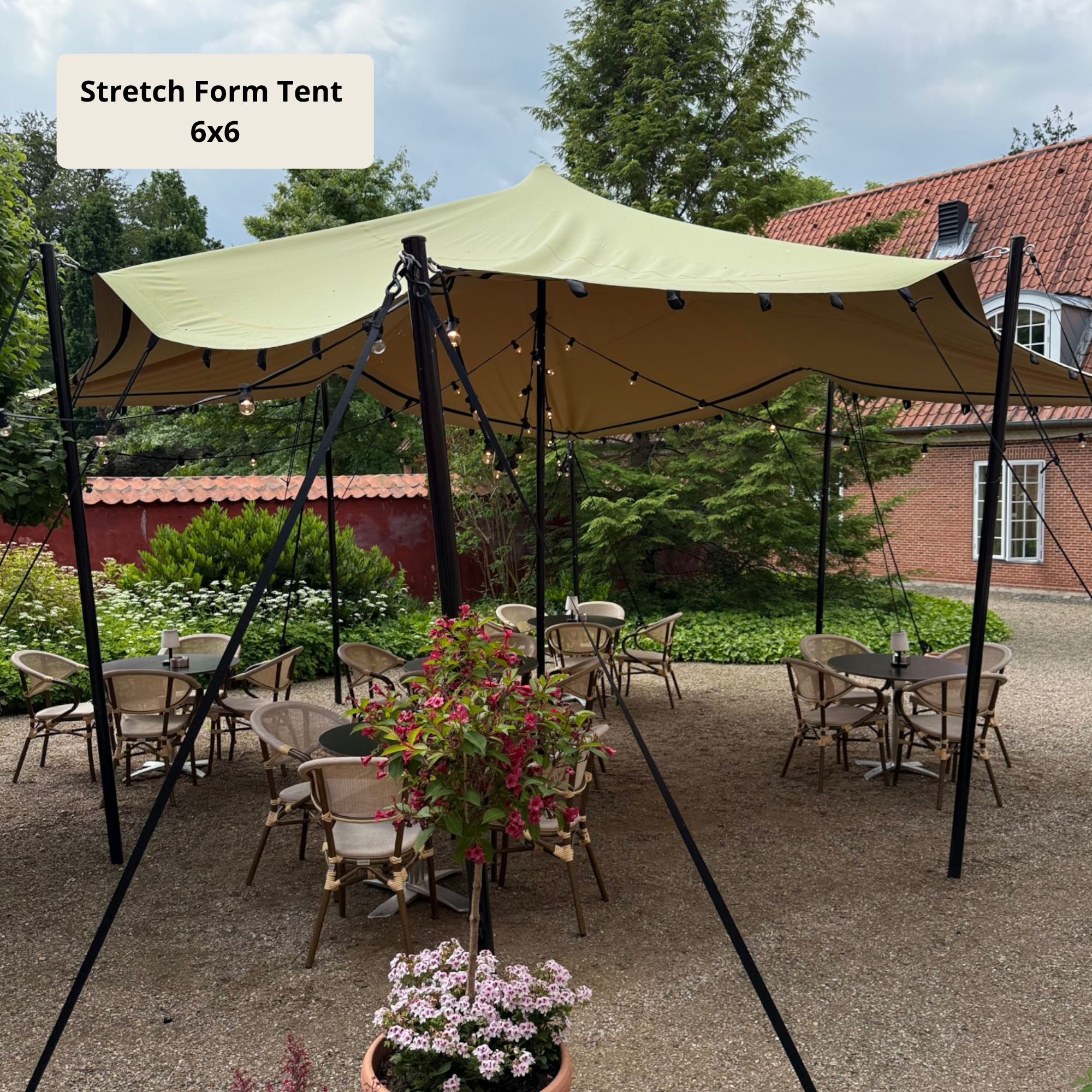 Stretch tent 9x9m - SAND - complete