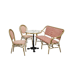 Cafe bundlepack Paris with bench and 2 chairs red-beige