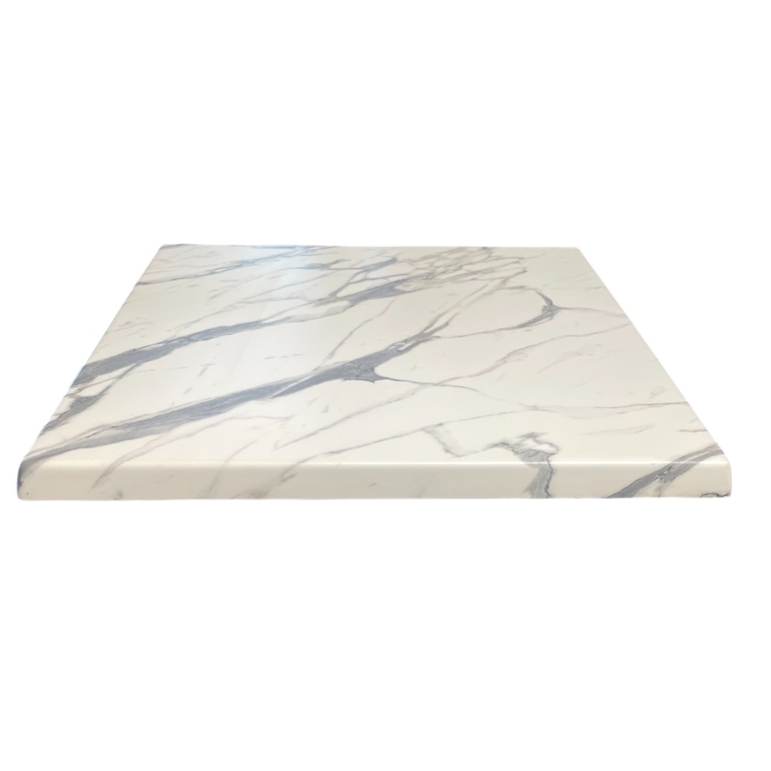 Carrara marble-look tabletop square