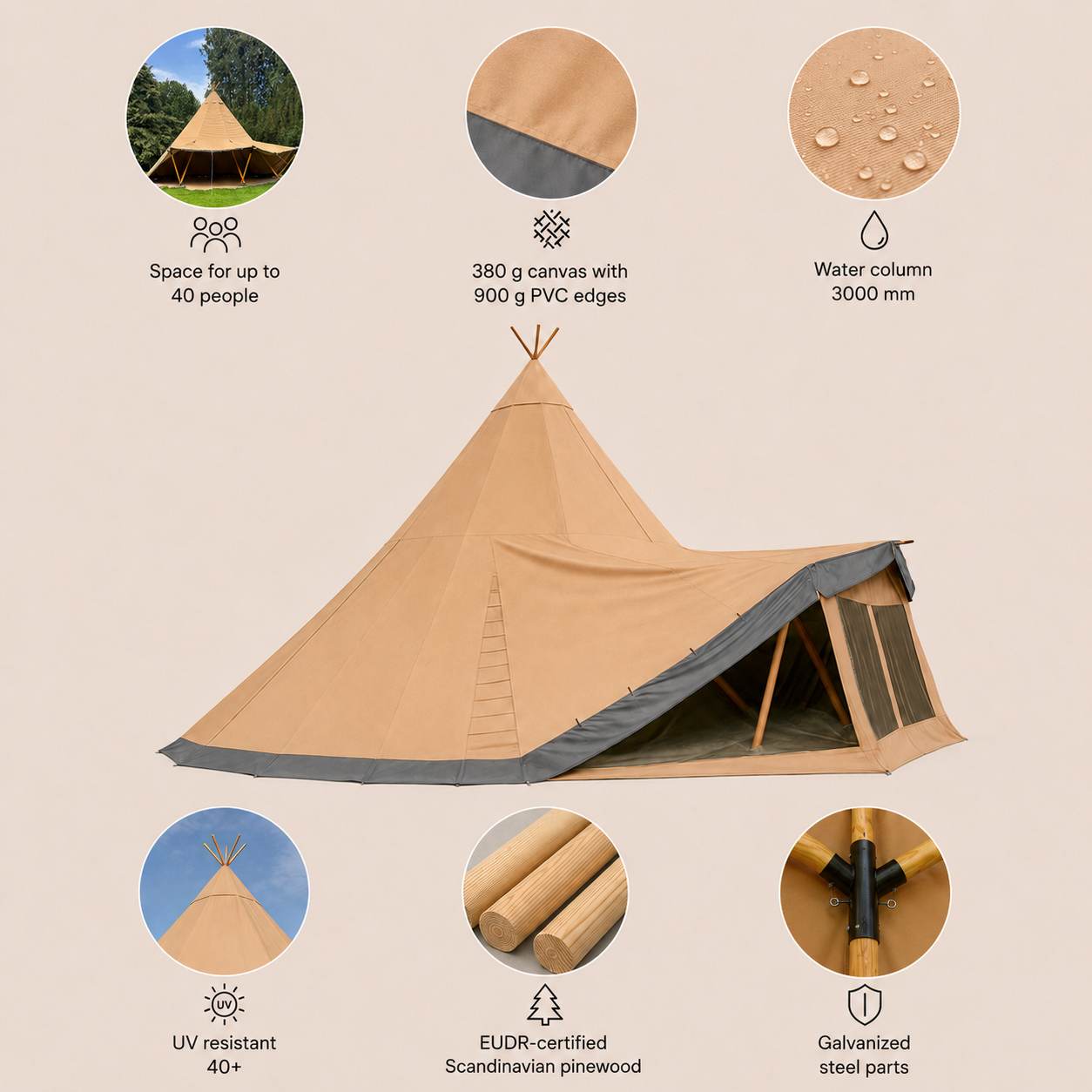Teepee Ø8m Canvas