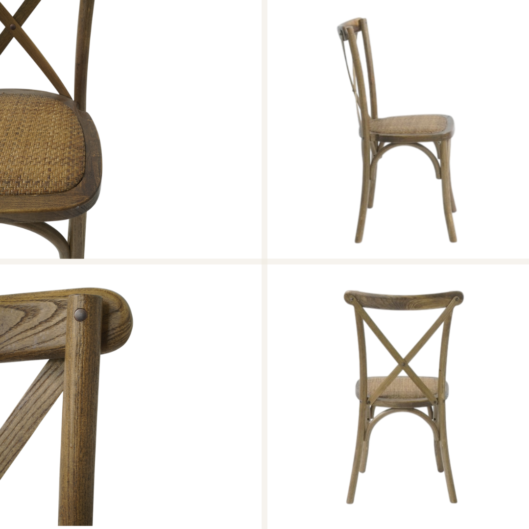 Crossback chair with woven seat