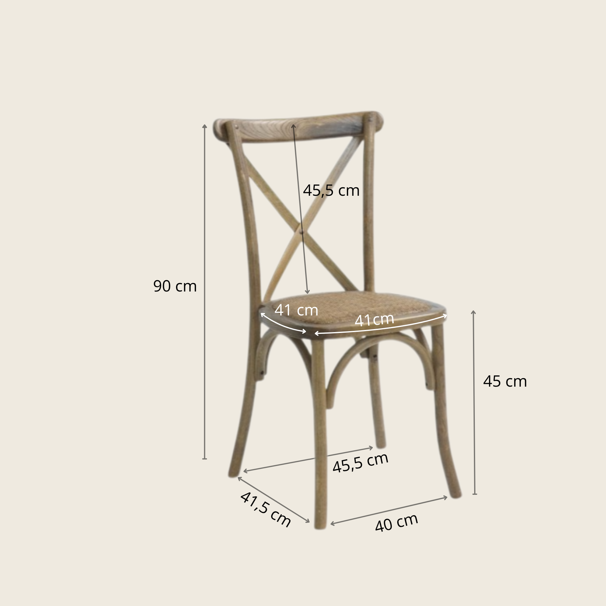 Crossback chair with woven seat