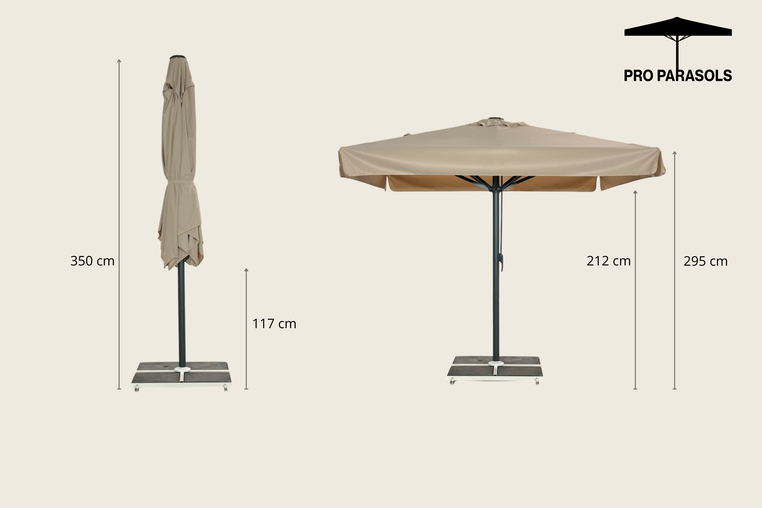 Giant parasol 3x3m complete with valance - White Frame