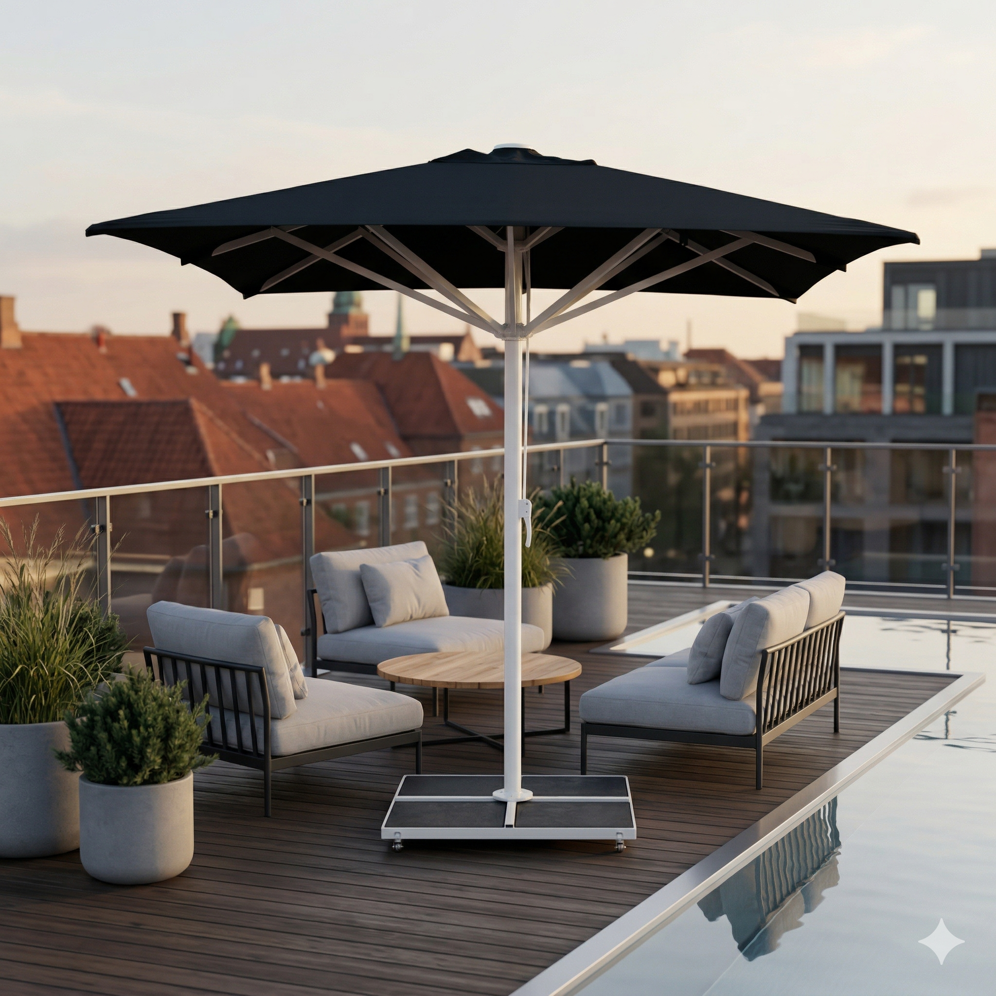 Giant parasol 3x3m complete without valance - White Frame