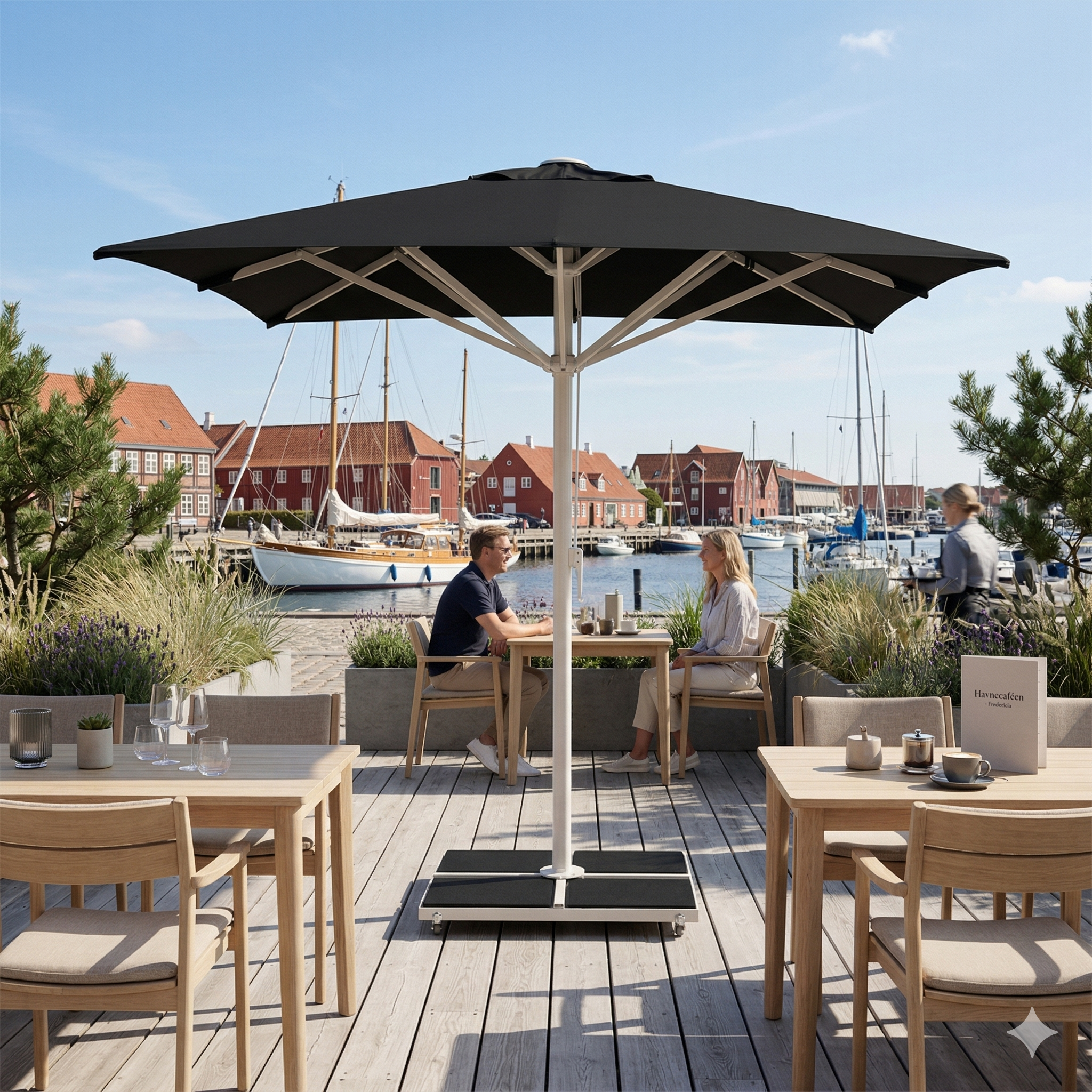 Giant parasol 3x3m complete without valance - White Frame