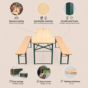 Brau 50x220 | Green - 10 tables and 20 benches