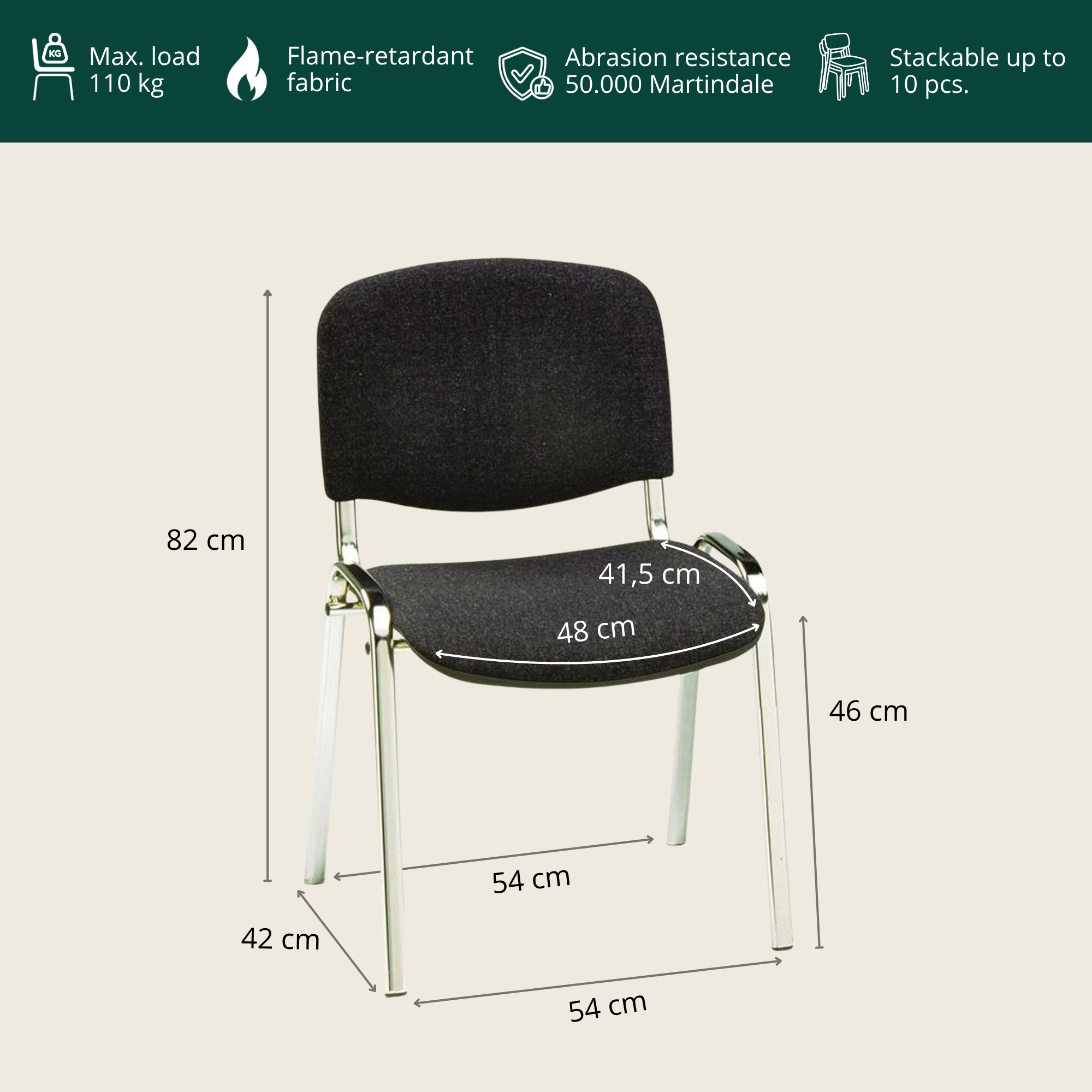LUXUS upholstery stacking chair - grey