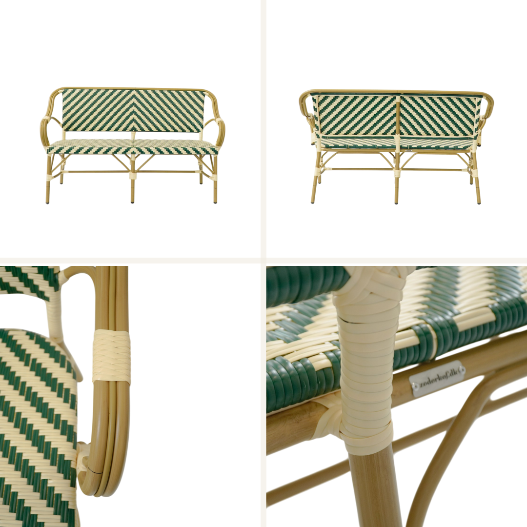 Paris - Café bench with armrest - Wicker