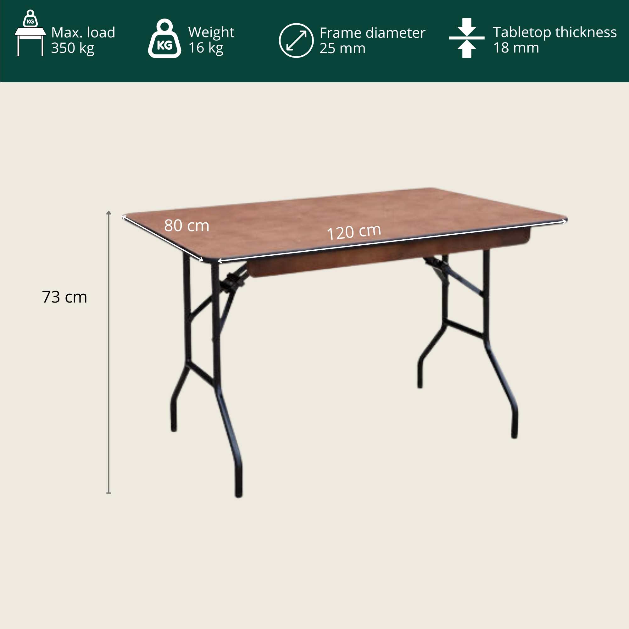 EVENT foldable table 120x80x73 cm