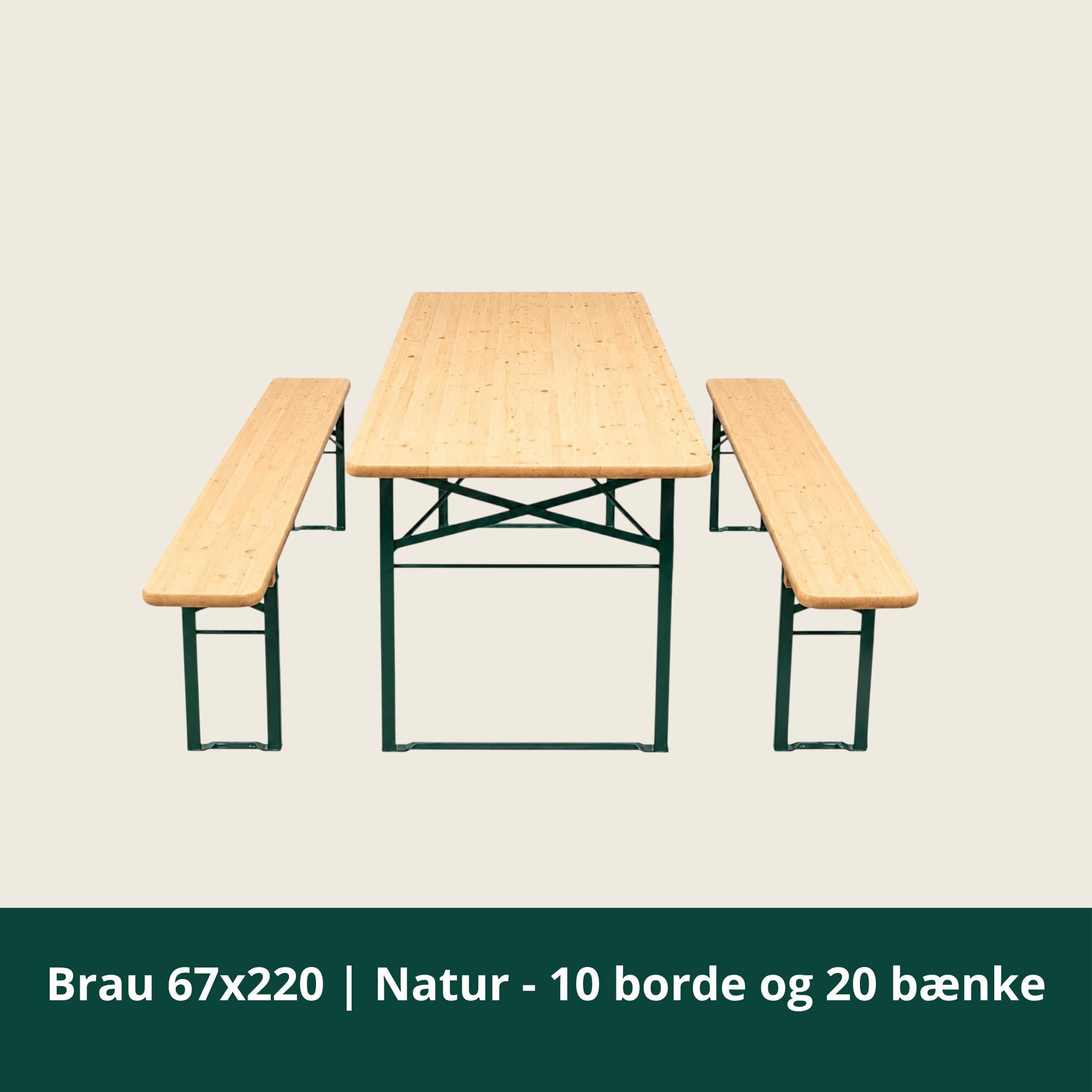 Brau 67x220 | Natural - 10 tables and 20 benches