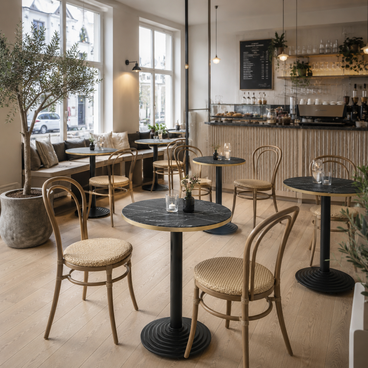 Black Pietro Grigio tabletop round Lamidur