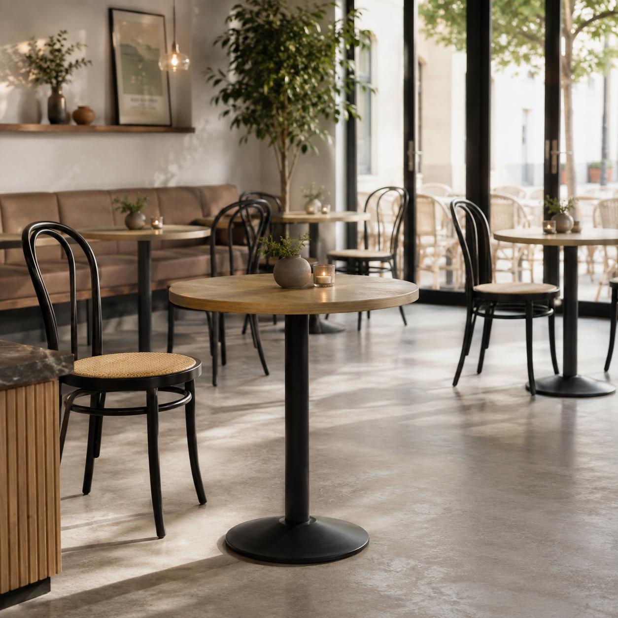 Cognac Oak tabletop round Lamidur
