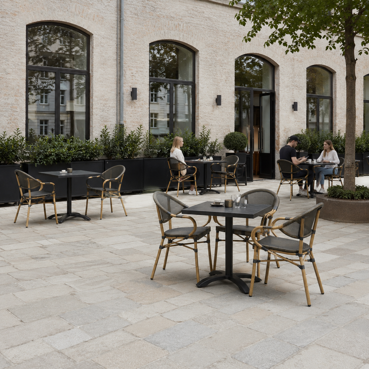 Black marble-look tabletop square Exteriolit