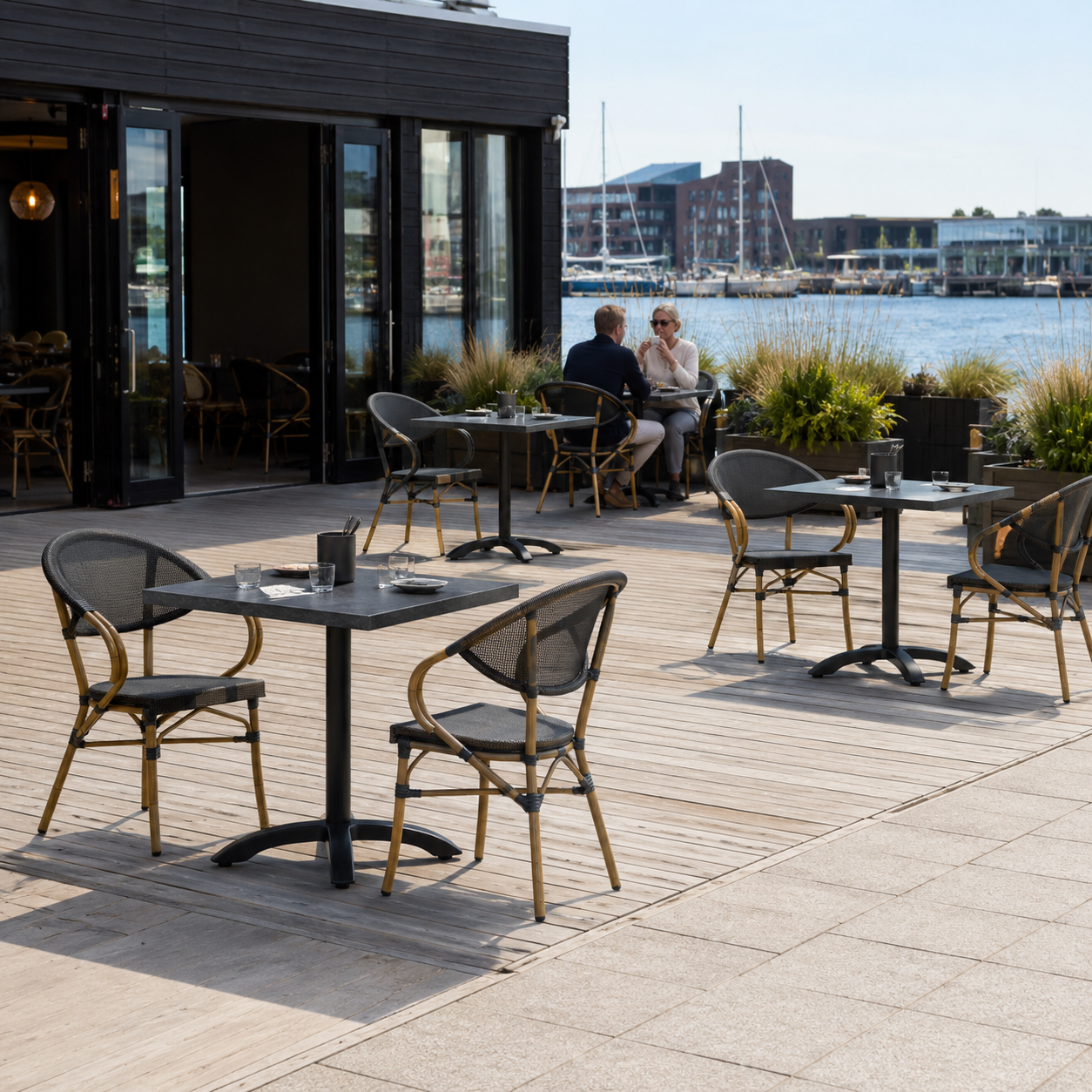 Black marble-look tabletop square Exteriolit