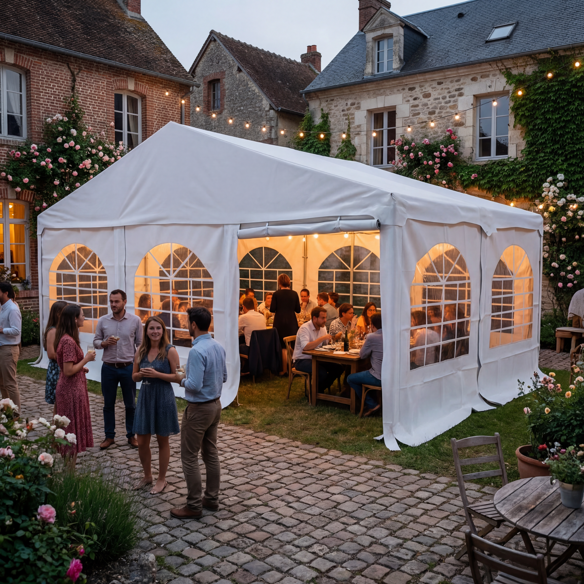 Starter bay Tent for Events 6x4m incl. sides, canopy, and gable